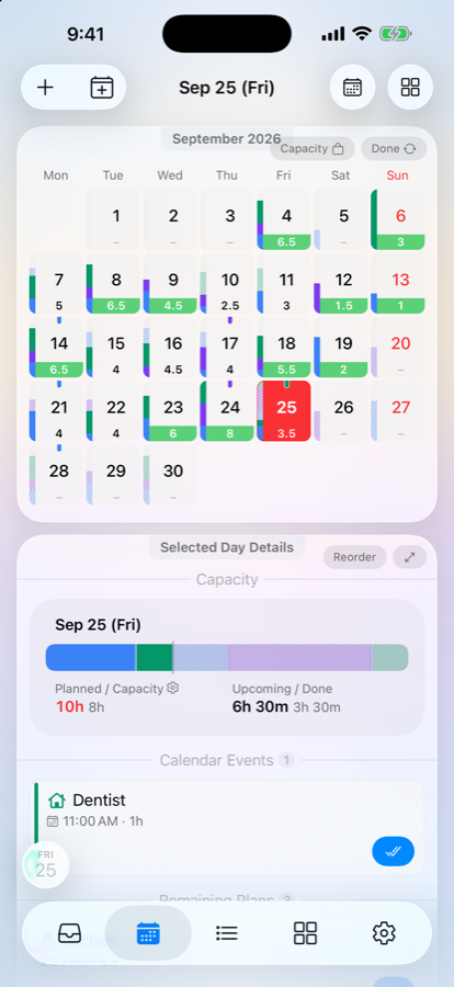 Calendar events in the same view